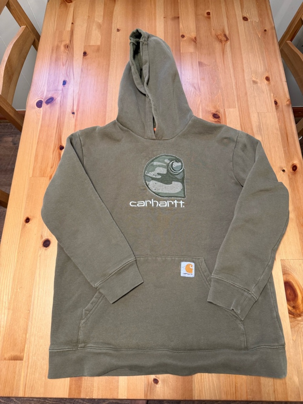 Carhartt Olive Hoodie with Camo Logo- Bits 10-12